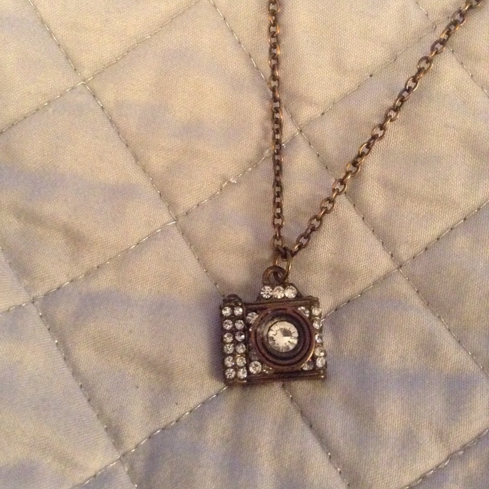 Rhinestone Camera Necklace